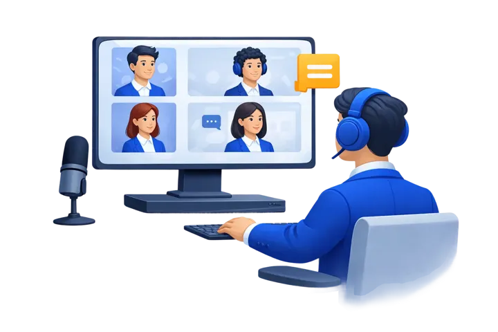 Virtual event participants joining with multilingual support