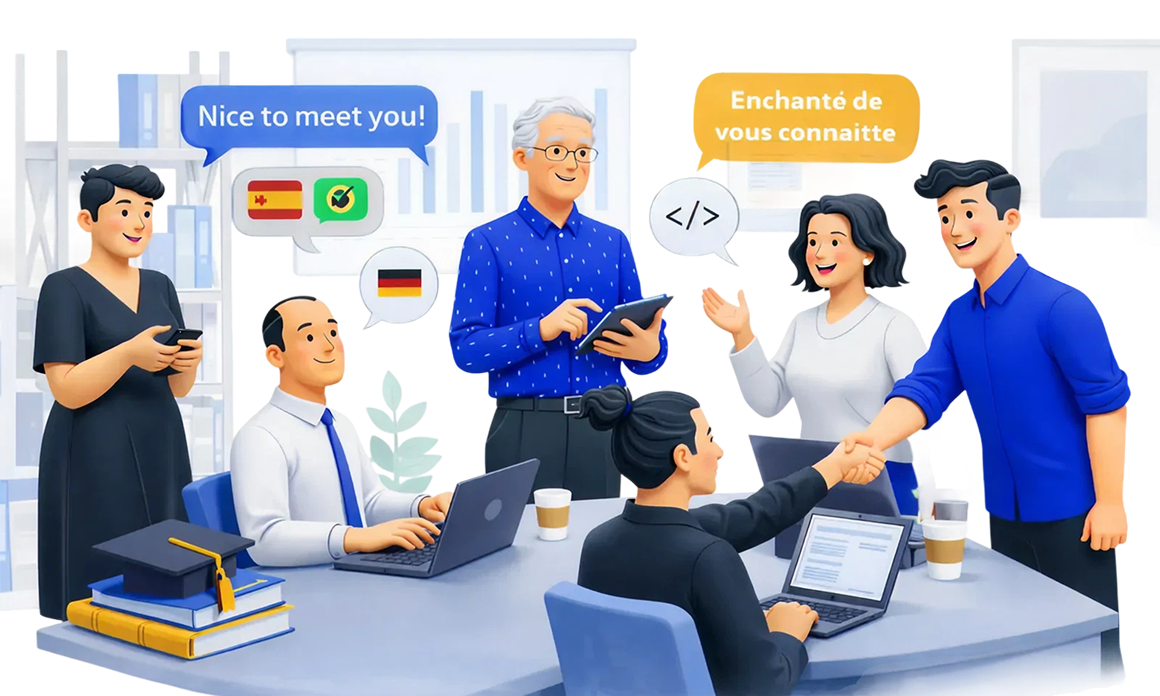 People collaborating in a conference